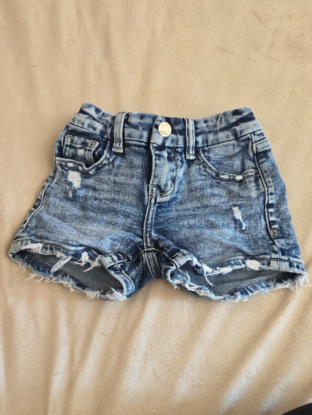 BKE Girls' Light Blue Distressed Denim Shorts